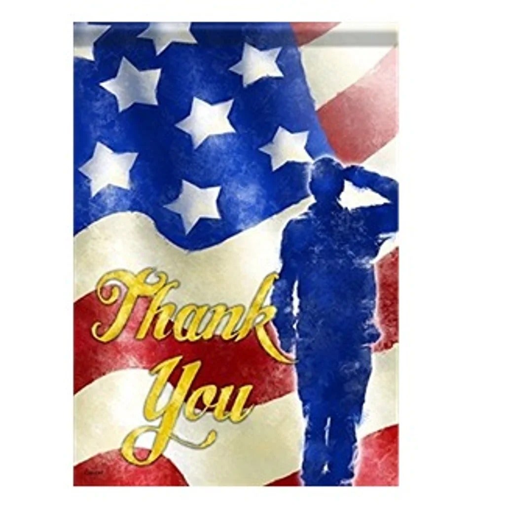 Thank You Veterans Patriotic House Flag -2 Sided Message, 28 X 40