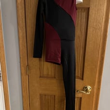 THE LINE UP VANDY MAROON BLACK UNITARD DANCE COSTUME GIRLS SIZE 10