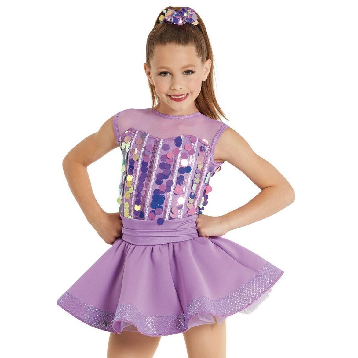 Dance Costume Weissman 12197 Intermediate Child Jazz Sequin Tap Lycra Fringe Mu