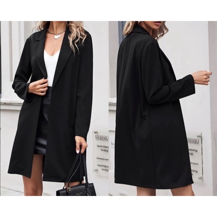 Jones New York Women Black Long Wool Jacket Size 12