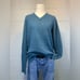 Penguin by Munsingwear 100% Lambswool Teal Blue V-Neck Sweater Mens Medium