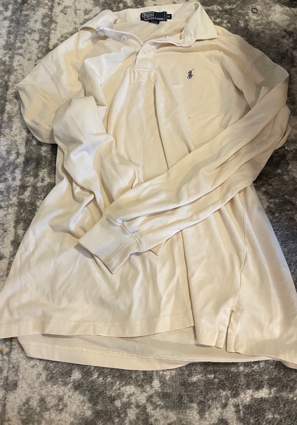 GENUINE RETRO 1990’s cream color collared Ralph Lauren Polo sweatshirt