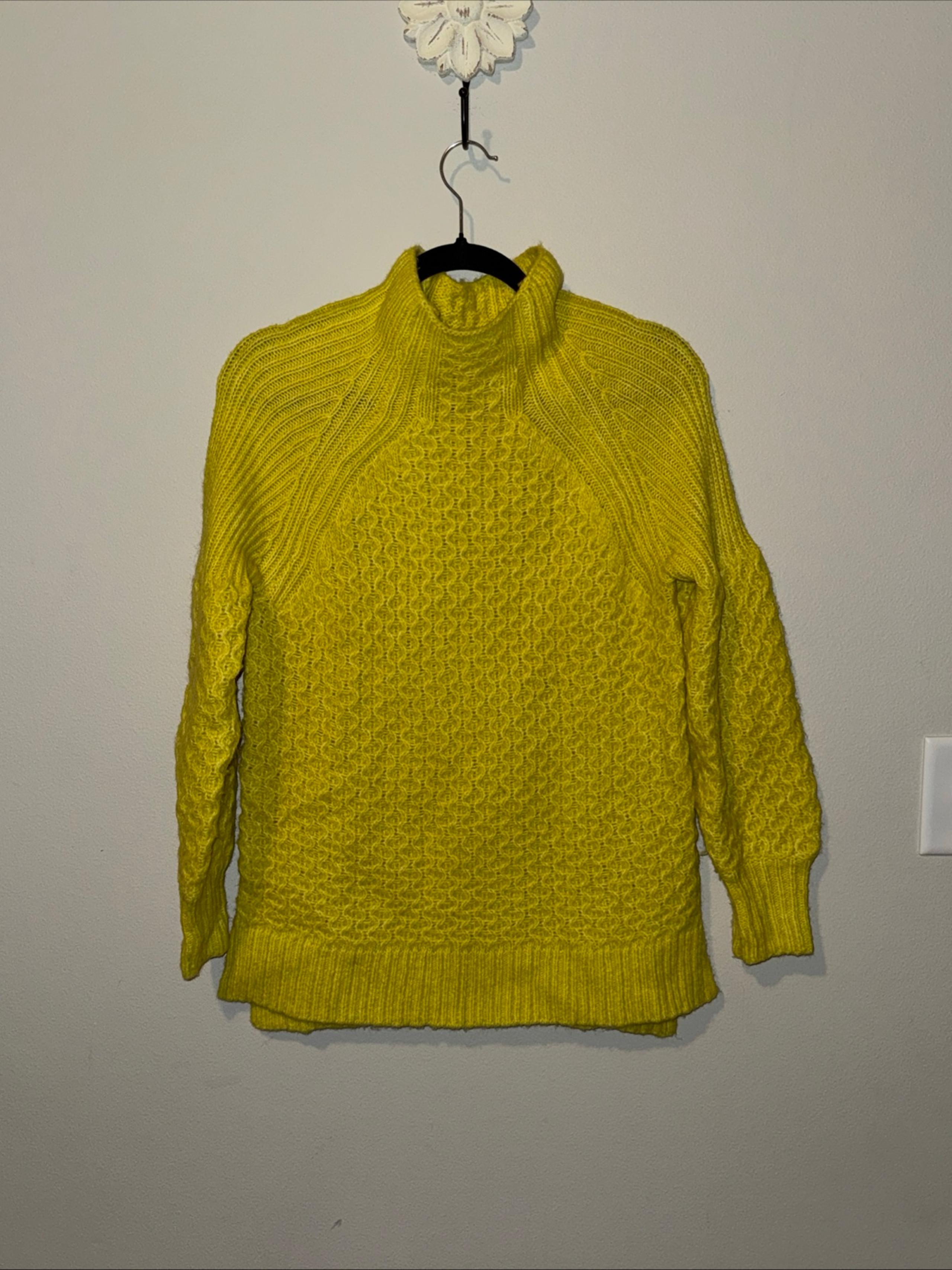 Anthropologie Bia Sweater Women's Medium Yellow Alpaca Wool Blend Cable Knit XS