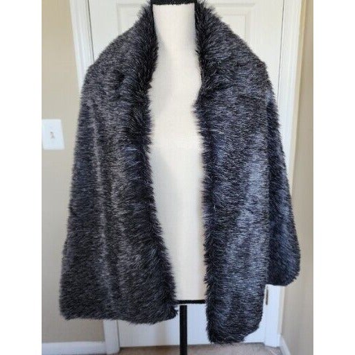 Women Winter Gray Faux Fur Shawl Bolero