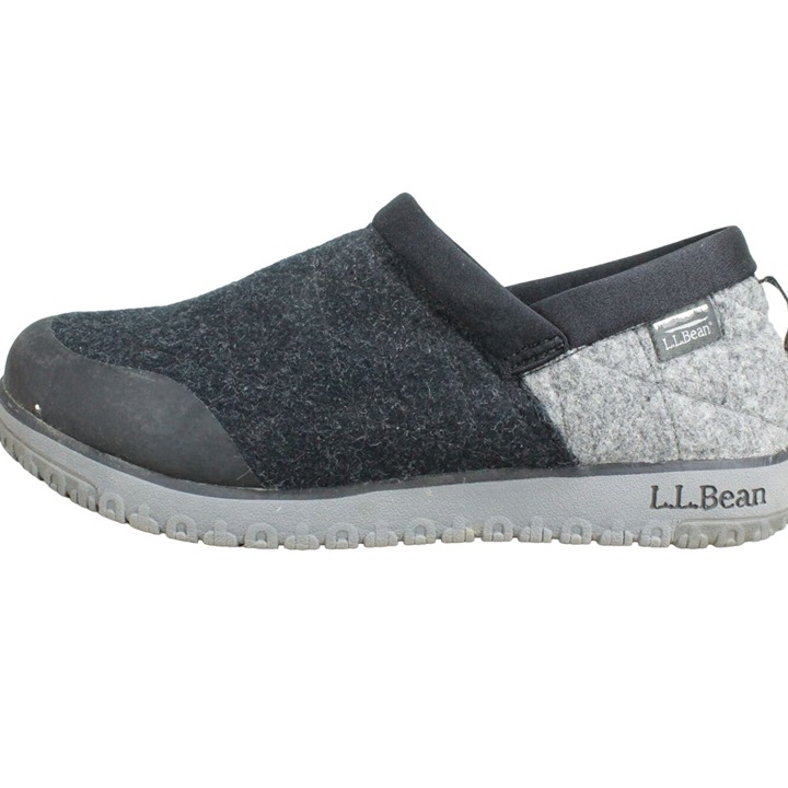 LL Bean Men's Black Wool Blend Ultralight Primaloft Slip-Ons Slippers Size 9 M