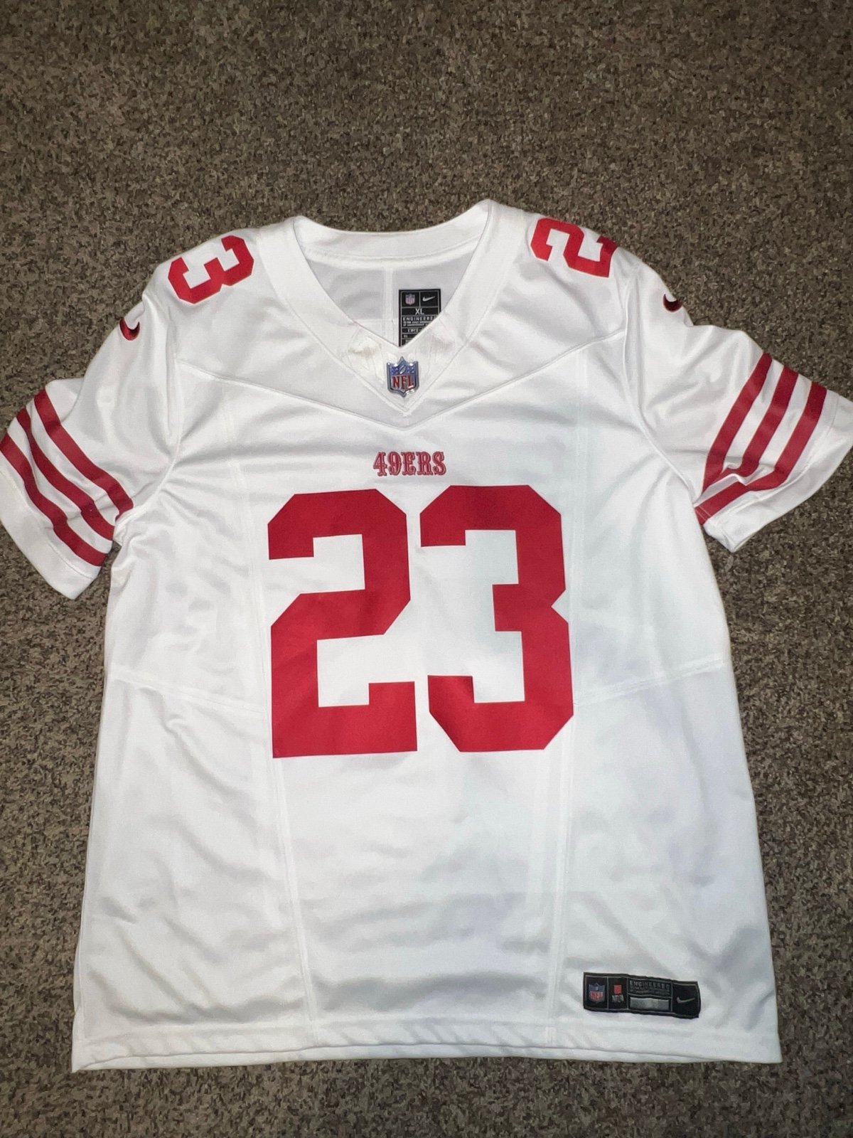 Nike Christian Mccaffrey San Francisco 49ers white away Vapor Limited Jersey XL