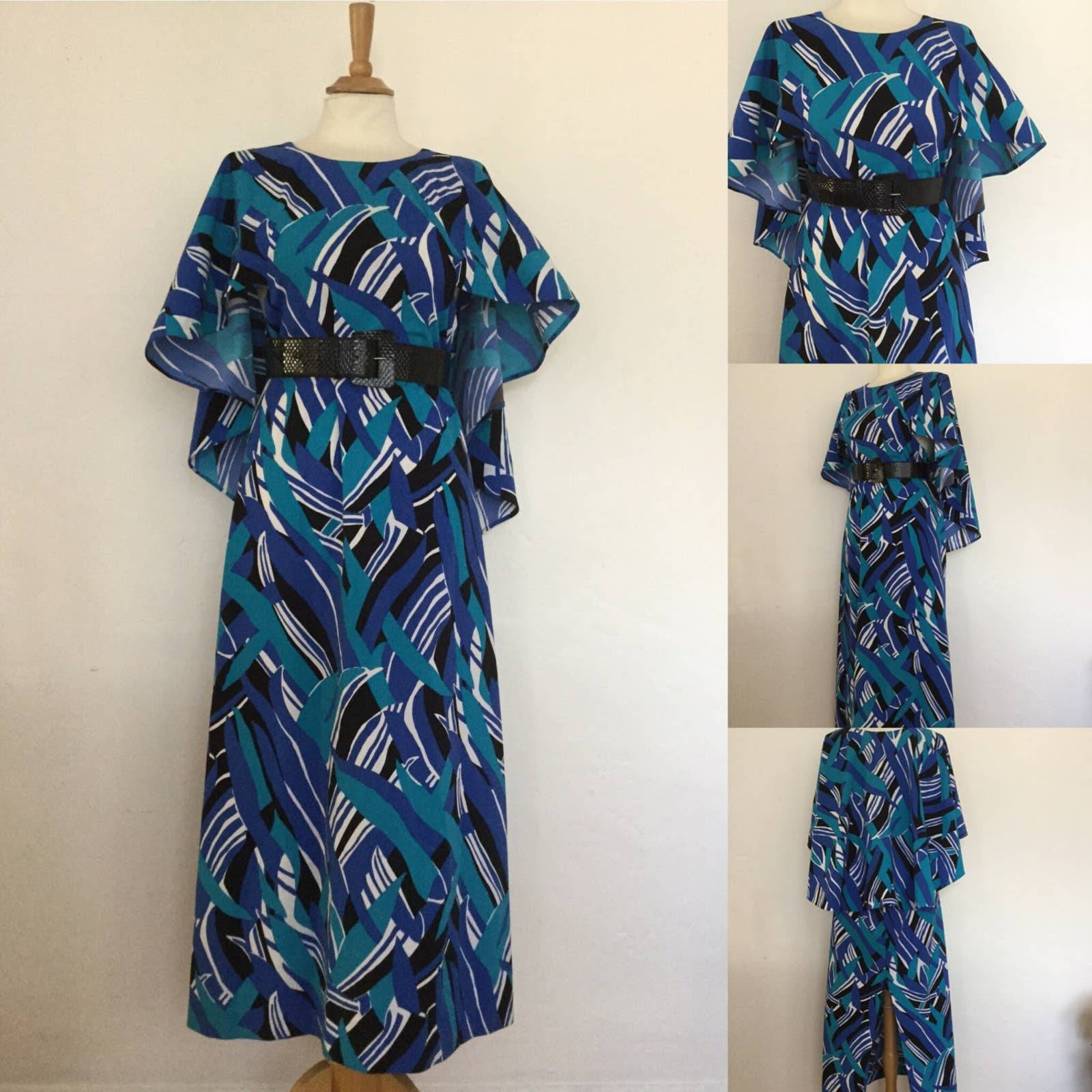 VTG 60s Blue Festival Kaftan Dress