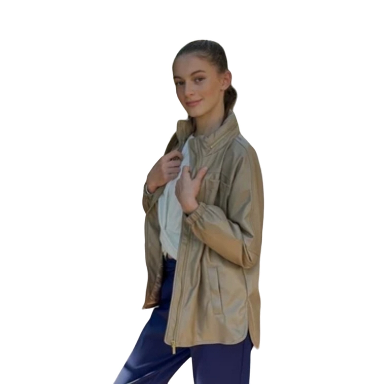HABITUAL KID Girls Vegan Leather Shacket with Hidden Hood Size 12