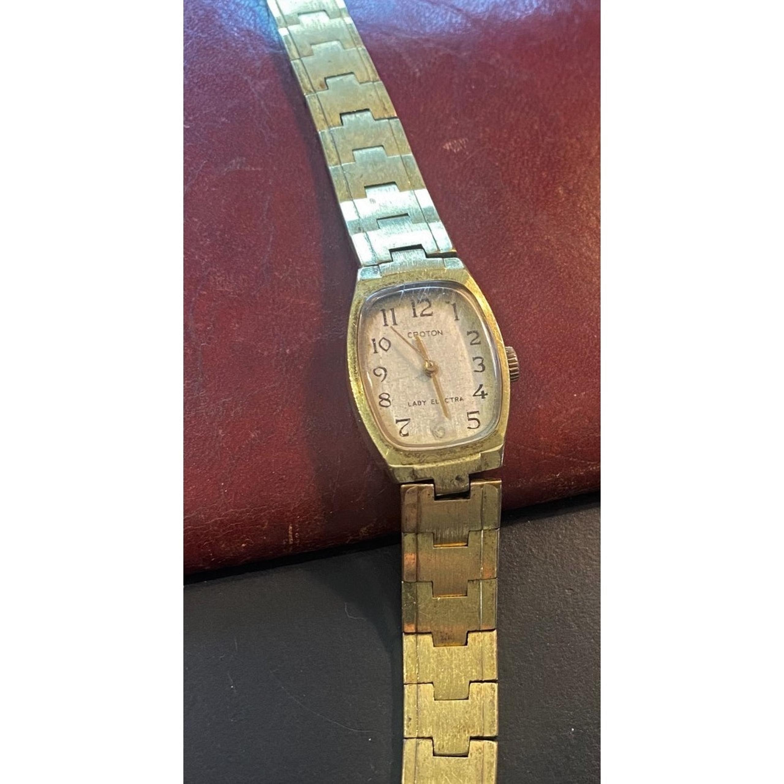 VTG Swiss Made Croton Lady Electra Gold Tone Watch, REPAIR