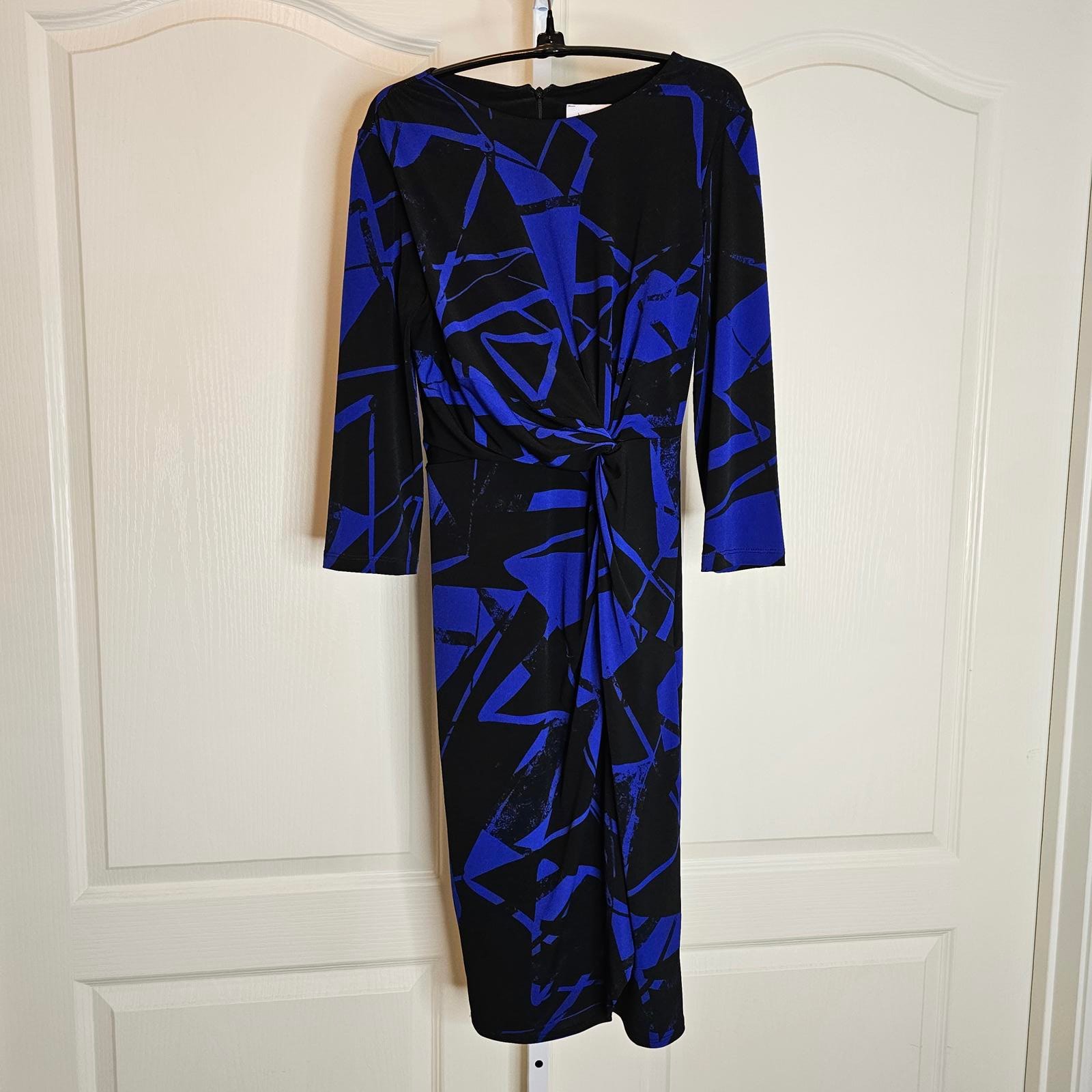 Stylish Blue Abstract Print Midi Dress