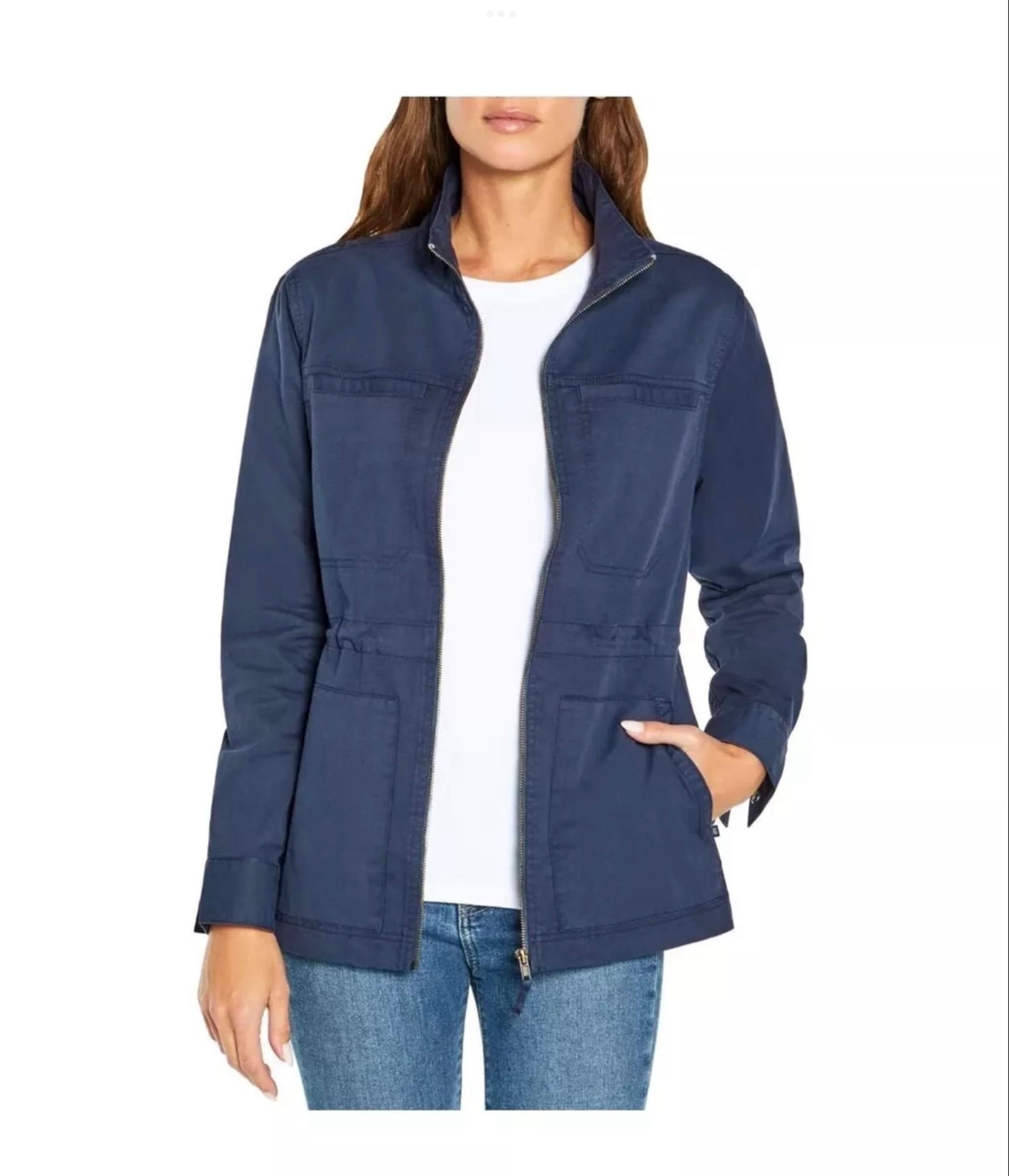 Gap Women’s Medium Field Utility Jacket Navy Midnight Drawstring Waist