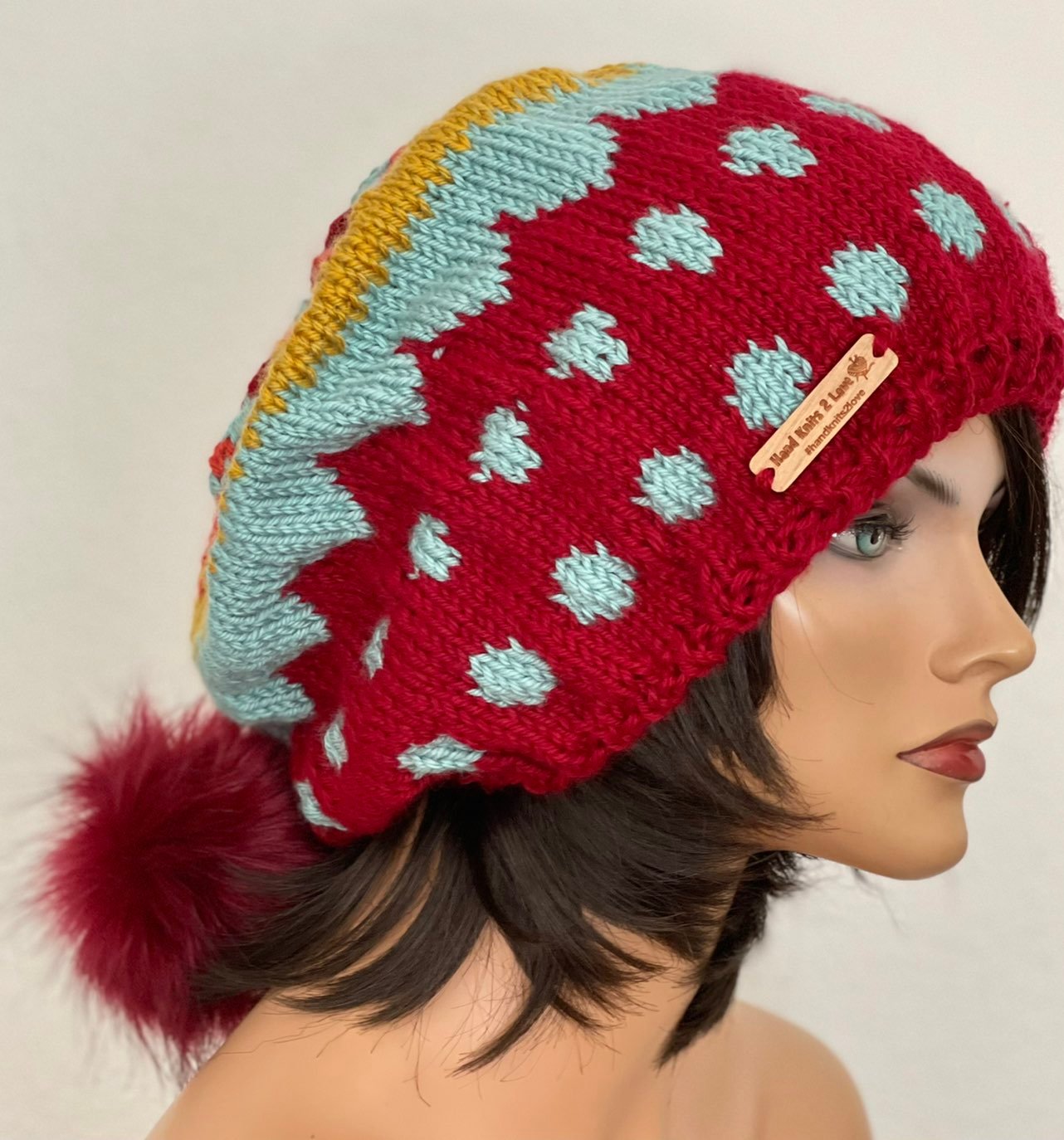 Hand Knits 2 Love Slouch Hat Beanie Cap Fairisle