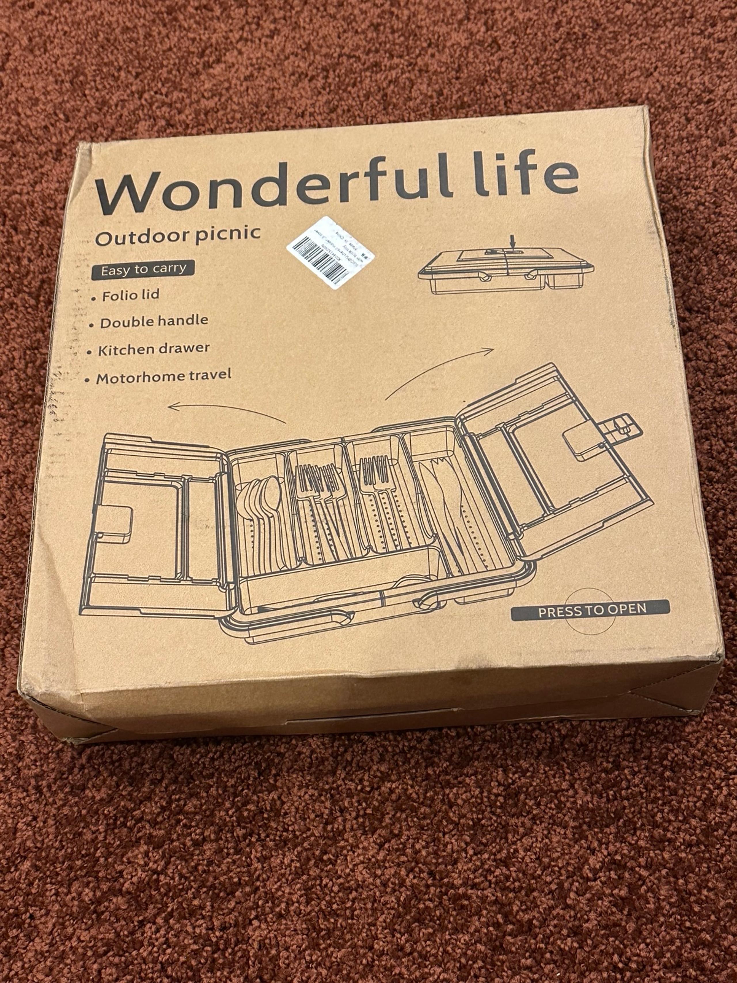 Wonderful Life Outdoor Picnic Handle Cutlery Tray