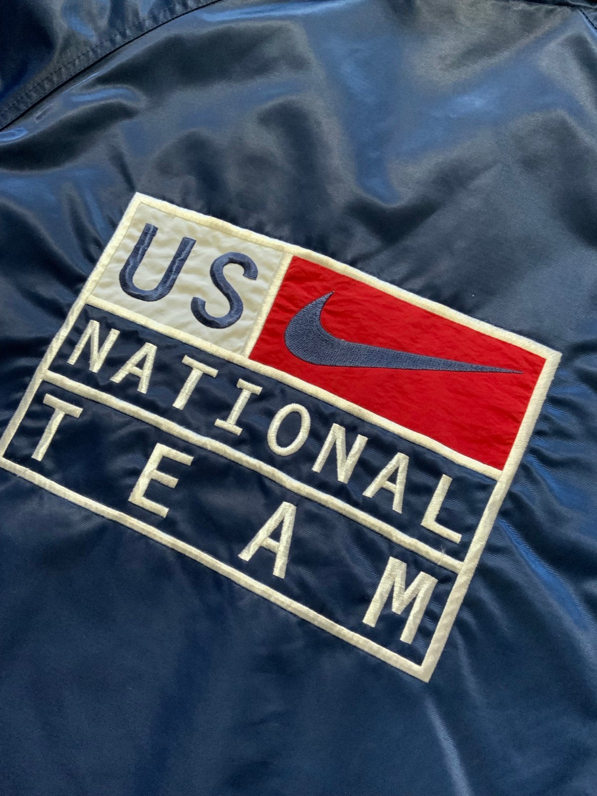 VTG 90s Nike Swoosh Team USA US United States National Team Embroidered Satin Ja