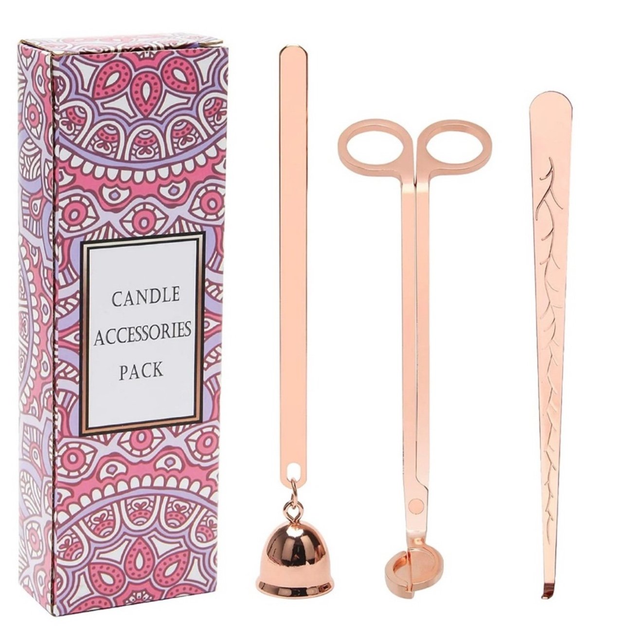 Rose Gold Stainless Steel 3 Piece Candle Accessories Pack