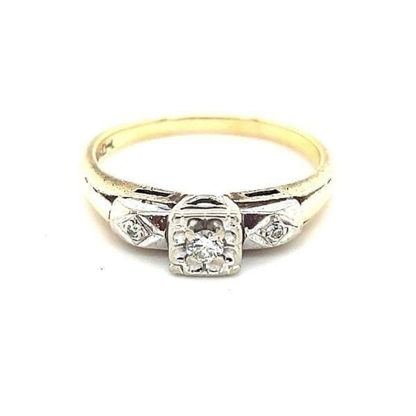Dainty Antique Diamond Ring - 14K Gold