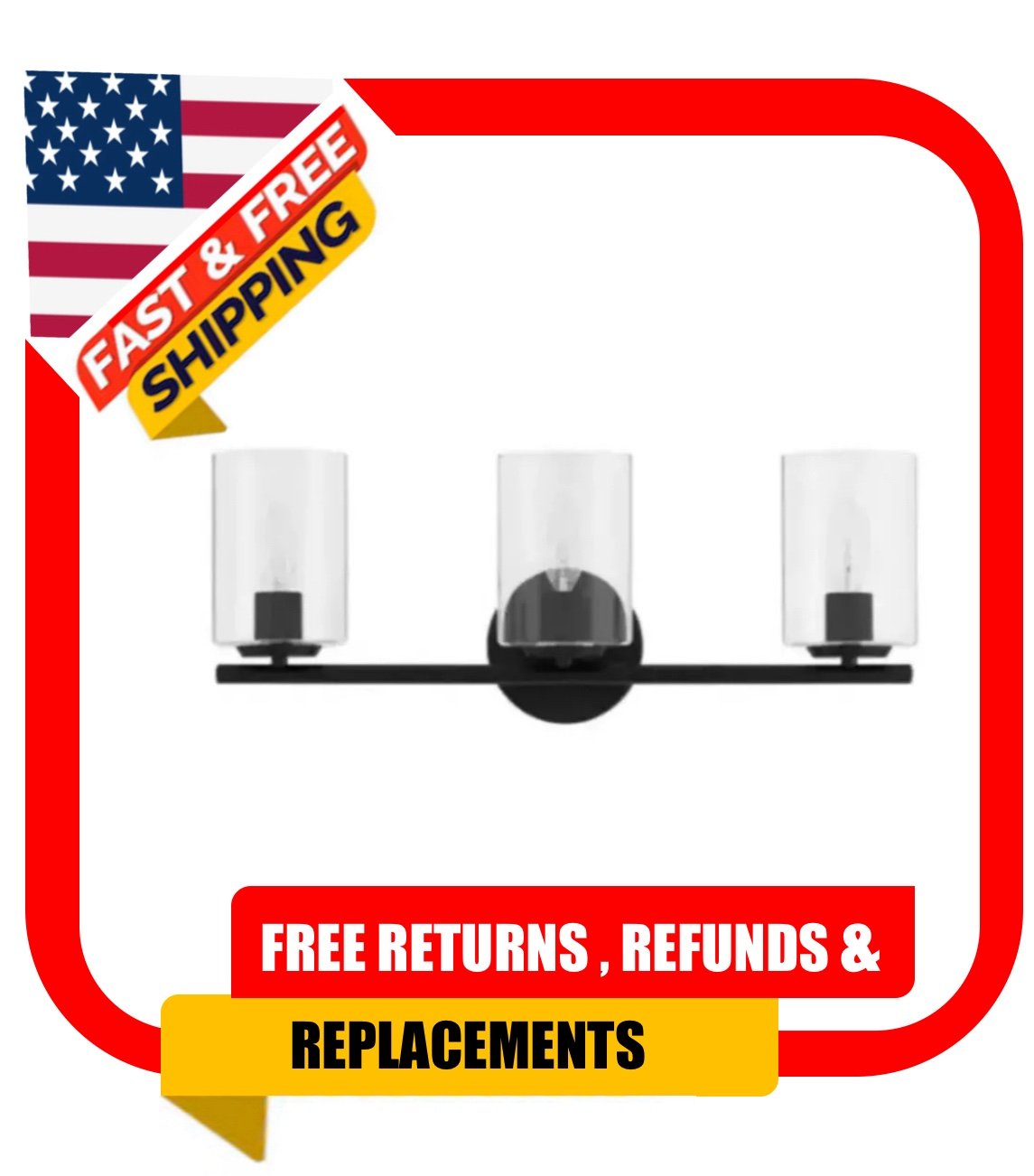 Bathroom Vanity Light Champlain 22.375 in. 3-Light Matte Black Modern with Clear