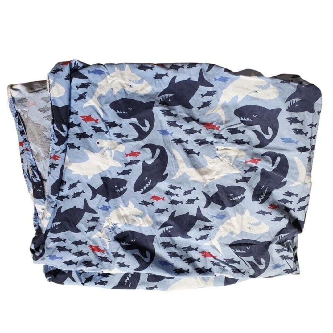 Pottery Barn Kids Shark Fitted Sheet Size Twin Cotton Vintage 2007 Discontinued