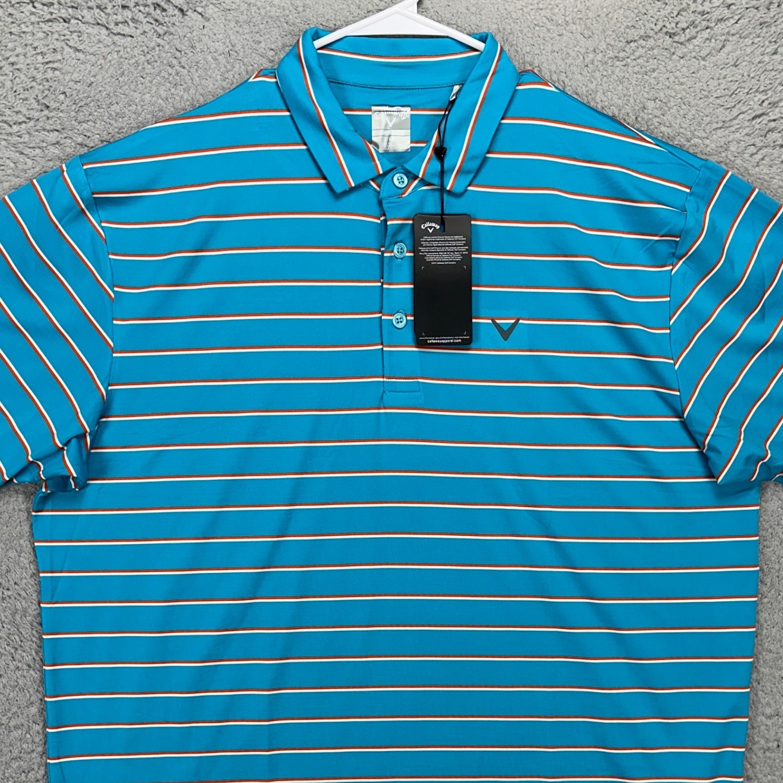 Callaway Opti-Dri Golf Polo Shirt Mens XL Blue Stripe Stretch Logo Outdoor NEW