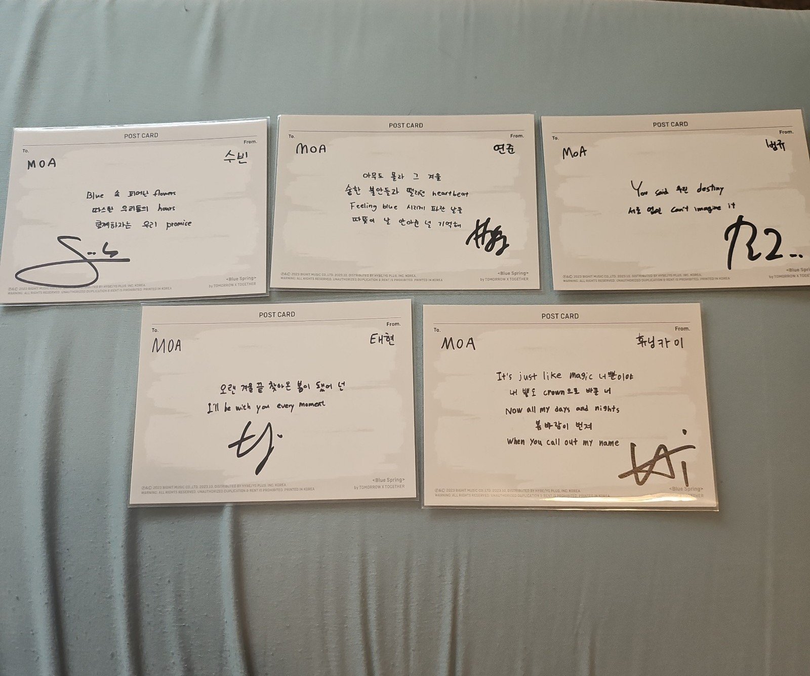 txt signed postcards set