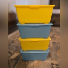 IKEA GLIS Storage Boxes, 2 yellow and 2 blue