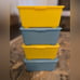 IKEA GLIS Storage Boxes, 2 yellow and 2 blue