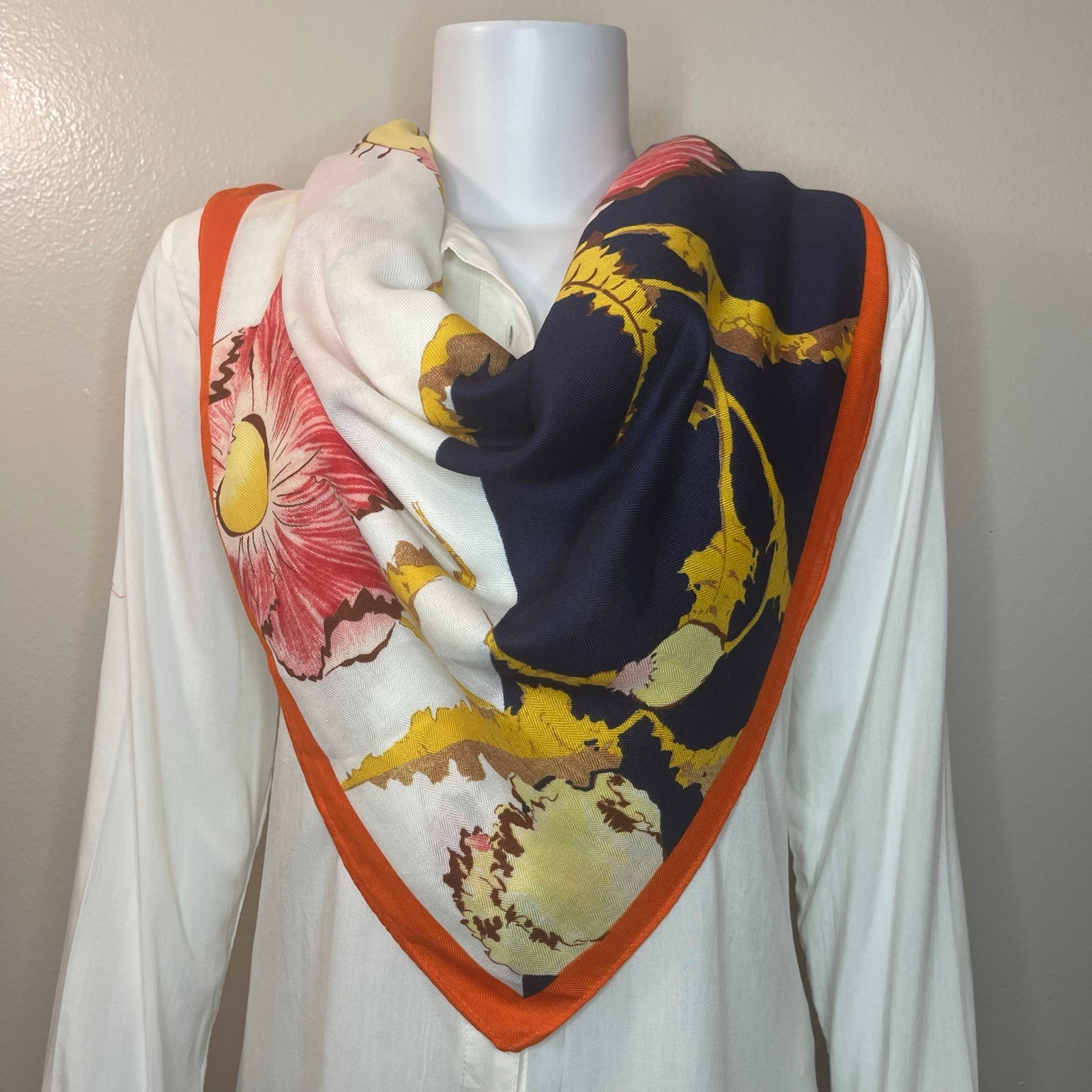 Navy blue multi floral print multi purpose maxi bandana scarf