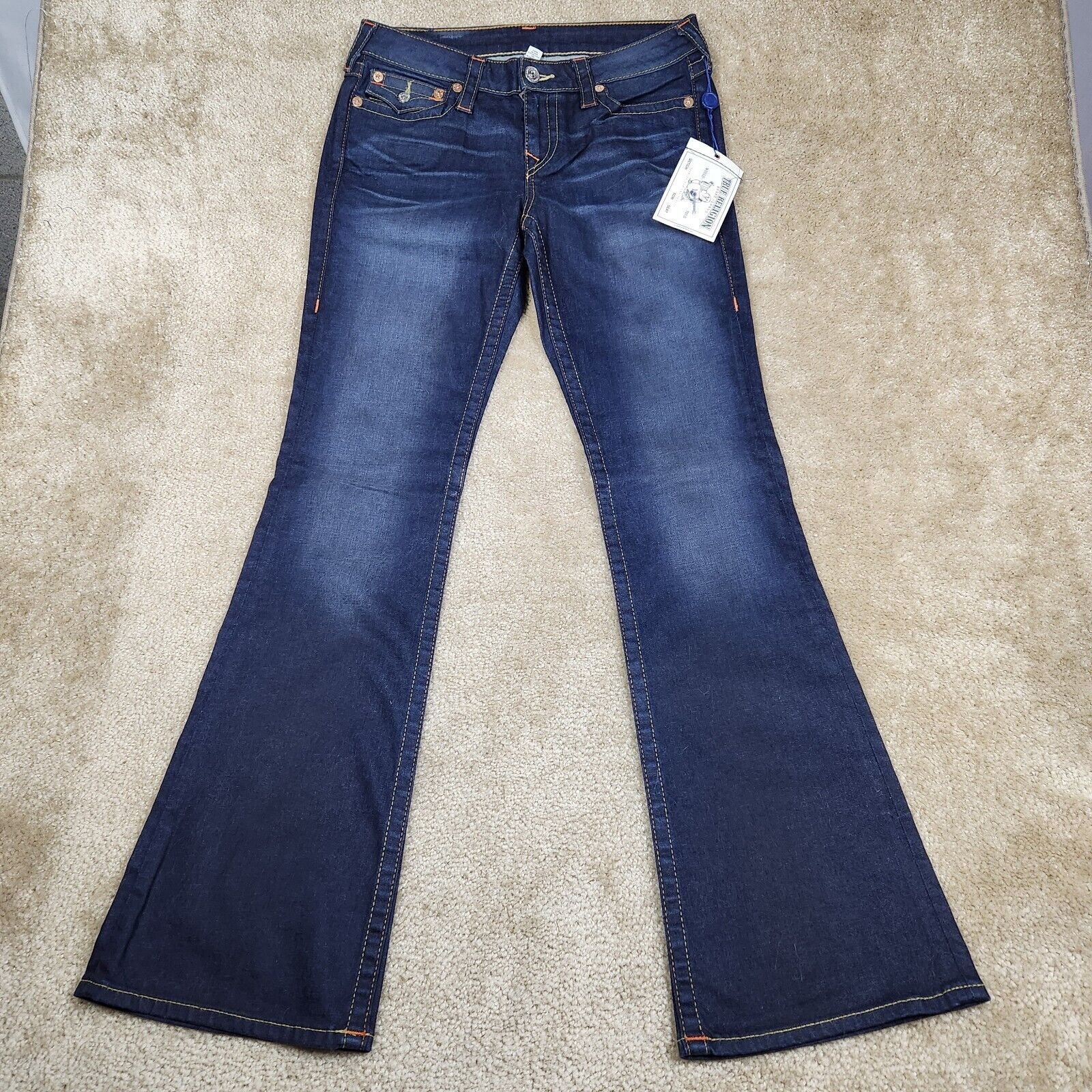 True Religion Womens Jeans Boot Cut Blue 30 Flaps MSRP 266 NWT USA A925