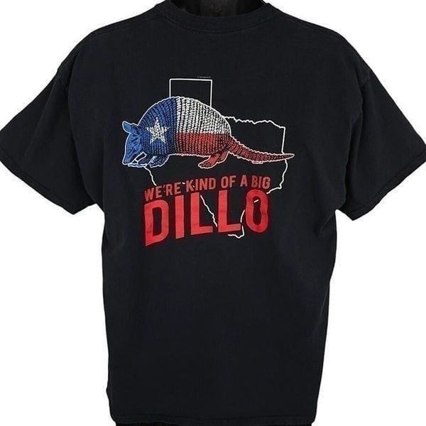 Vintage Texas Armadillo T Shirt Mens Size XL Black Kind Of A Big Dillo Funny