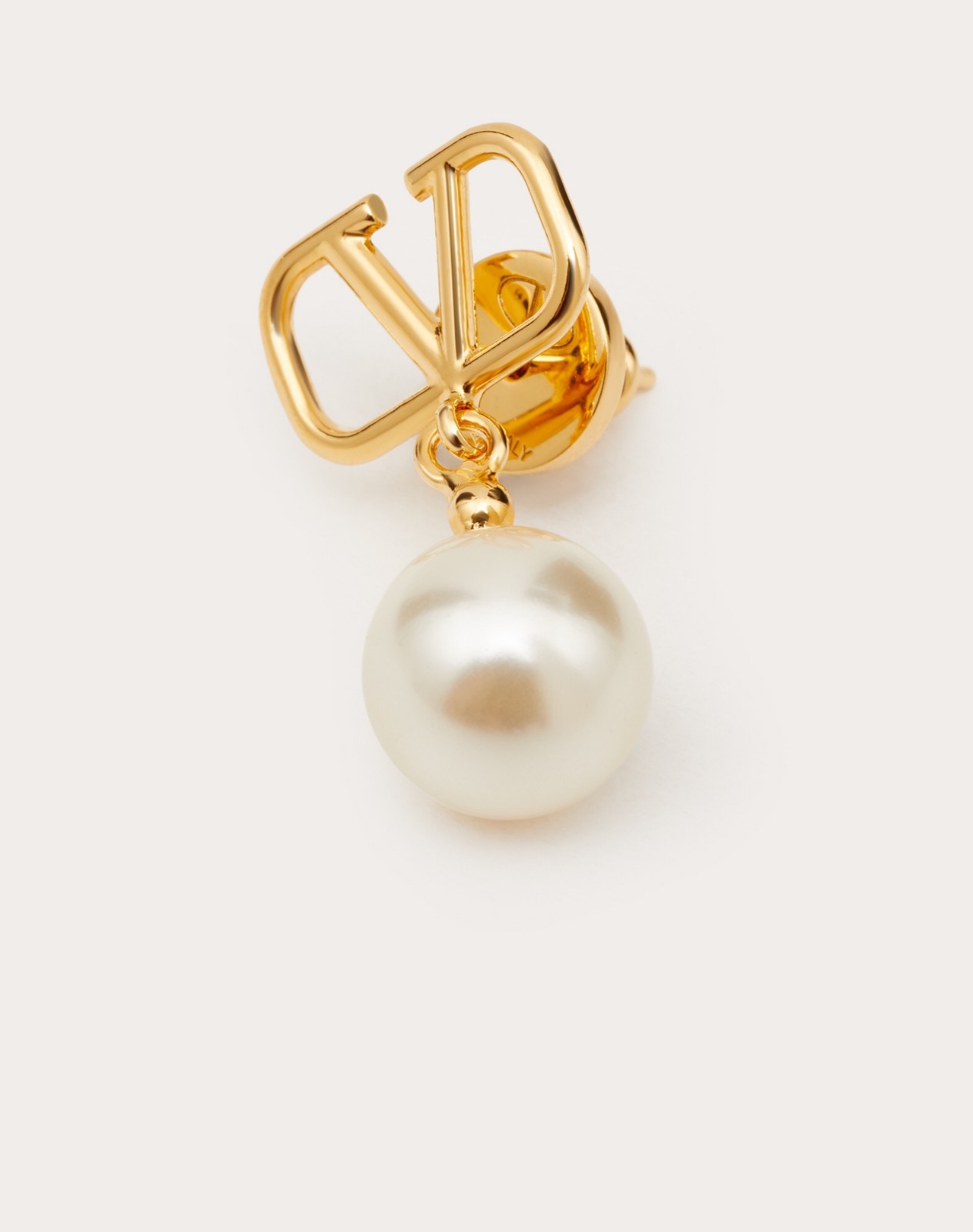 Gold lettered pearl earrings