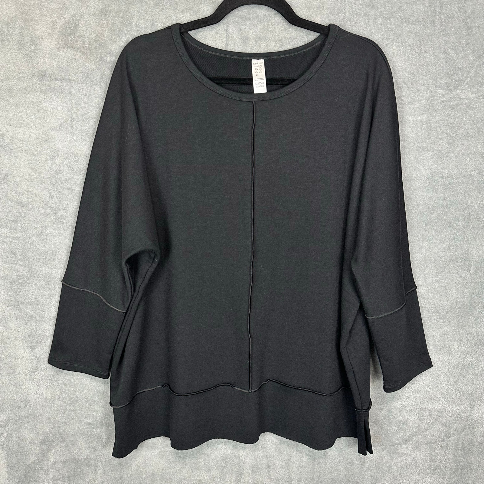 Spanx Top Womens Extra Large Black Perfect Length Dolman Stretch Neutral Boxy