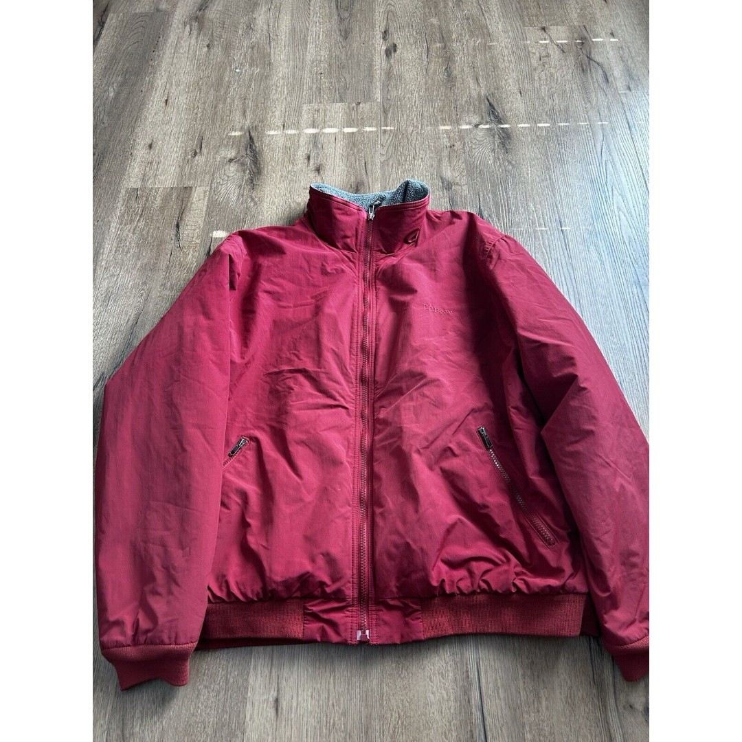 LL Bean Men’s Warm-Up Fleece Lined Zip Up Bomber Jacket Red Size XL Vintage
