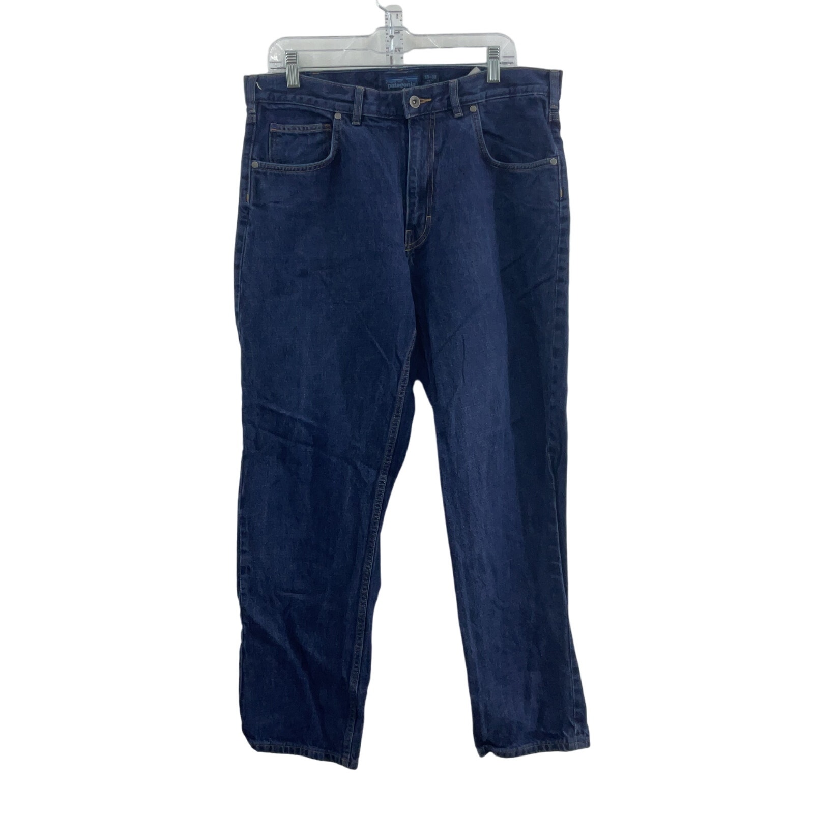 Patagonia Men's Denim Dark Blue Straight Jeans Cotton Size 35 Inseam 32 Preowned