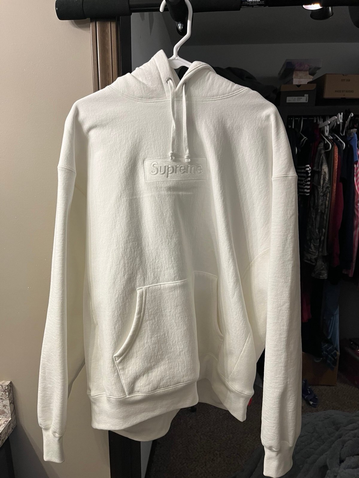 Supreme white box logo hoodie