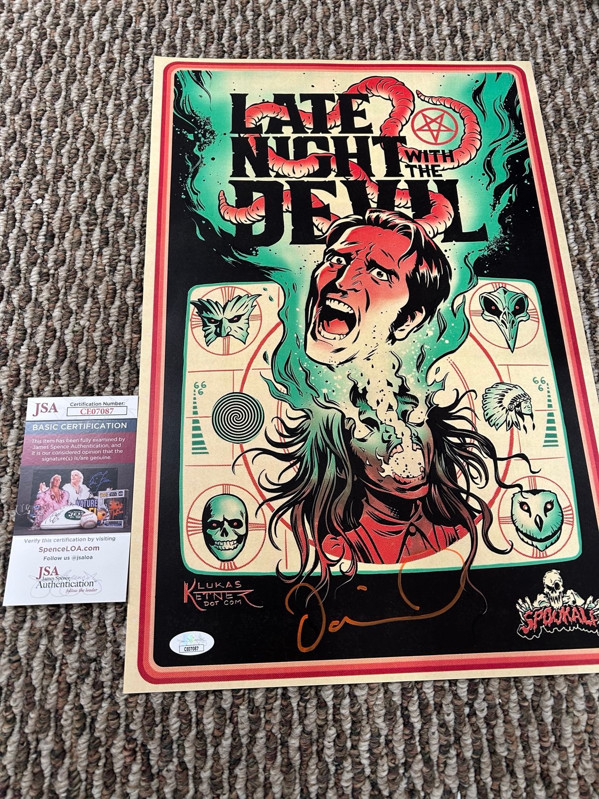 Spookala VIP David Dastmalchian Signed Late Night with the Devil Poster JSA 11x1