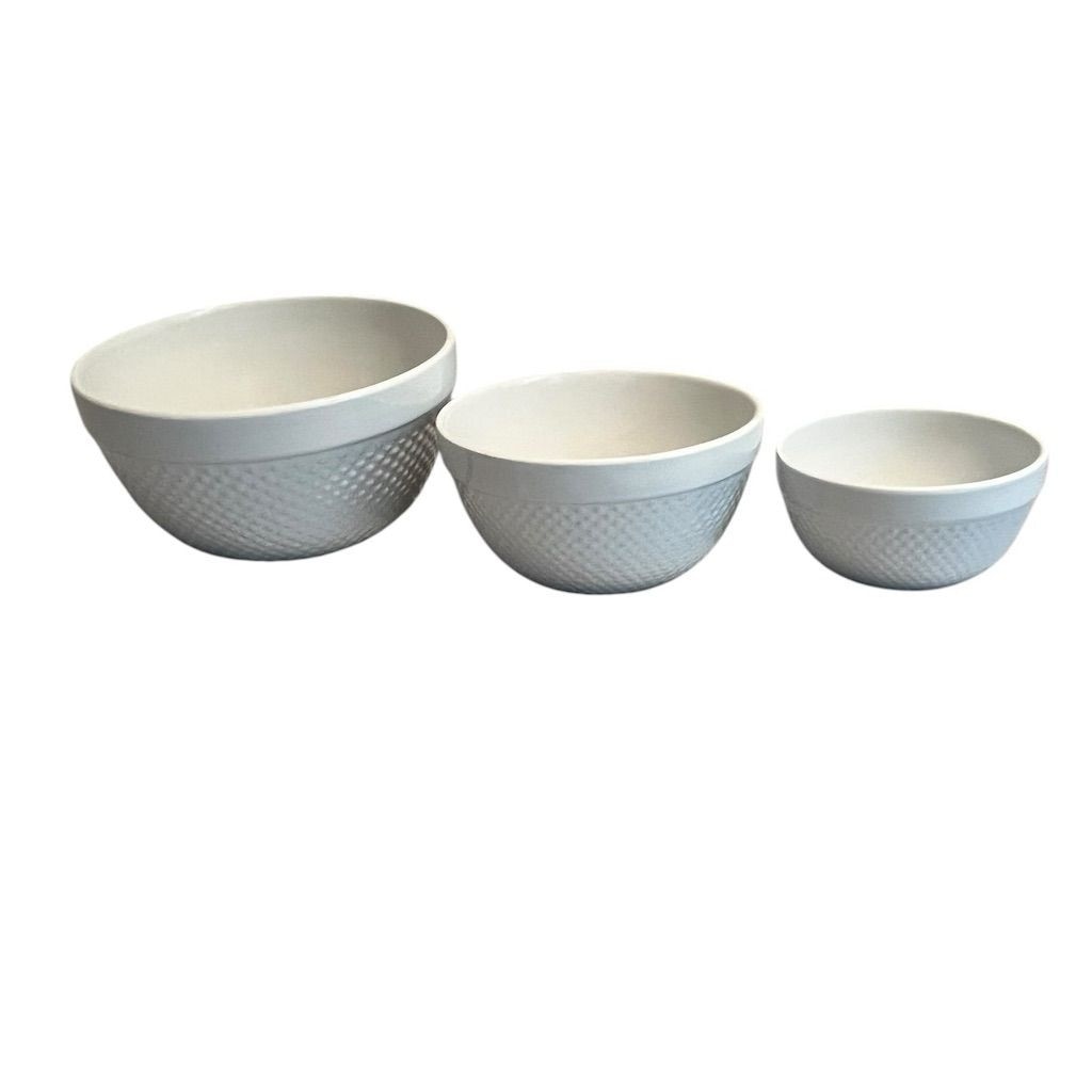 Table Tops Gallery Mayfare &Jackson 3 Piece Mixing Bowl Set Hobnail Stoneware