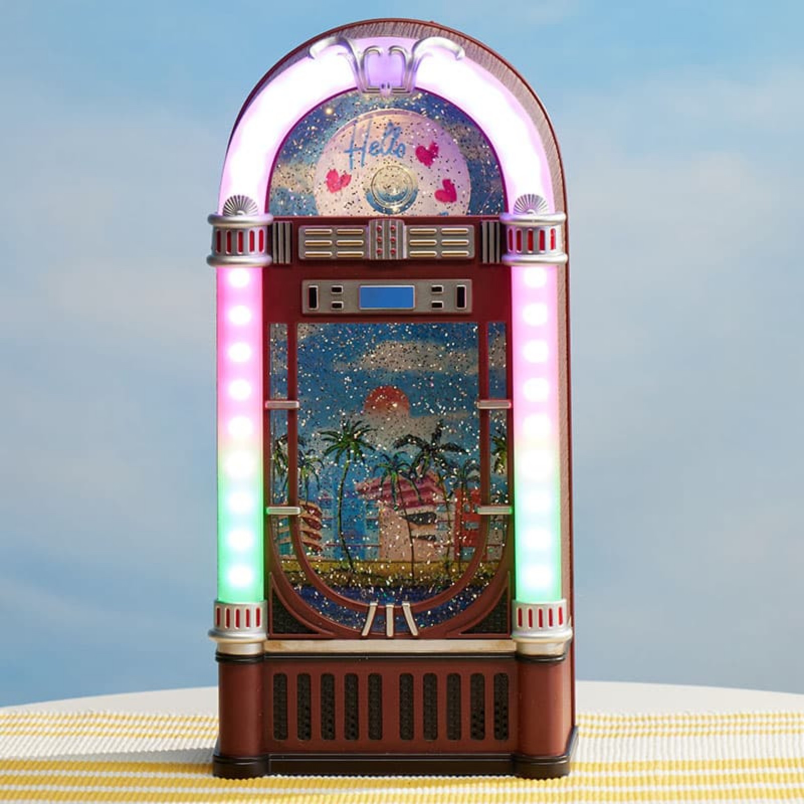 LED Juke Box Glitter Globe Decor