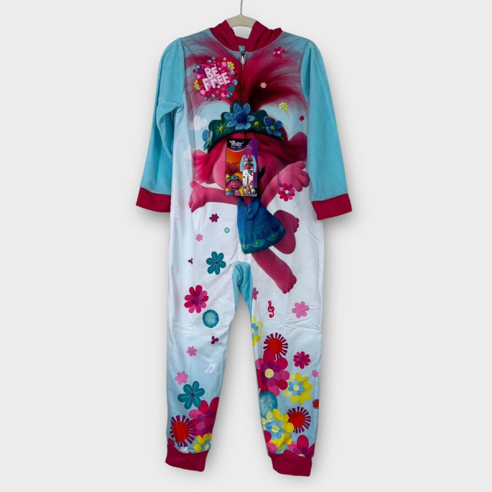 DreamWorks Trolls World Tour Girls Size 6 Pink Poppy Fleece One Piece Pajamas