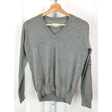 ZADIG & VOLTAIRE Happy Co Army Strass Sweater Studded V-Neck Cotton Gray Size XS