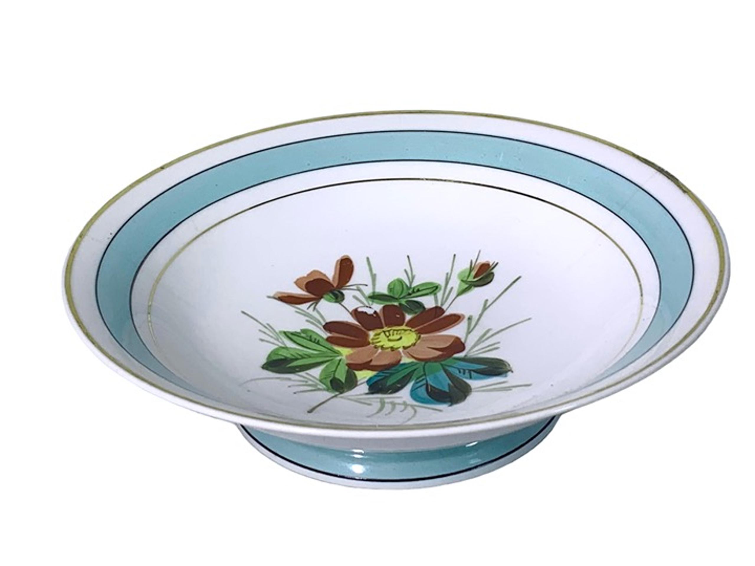 Antique 19 C Hand Painted English Porcelain Botanical Floral Bowl Plate Ceramic