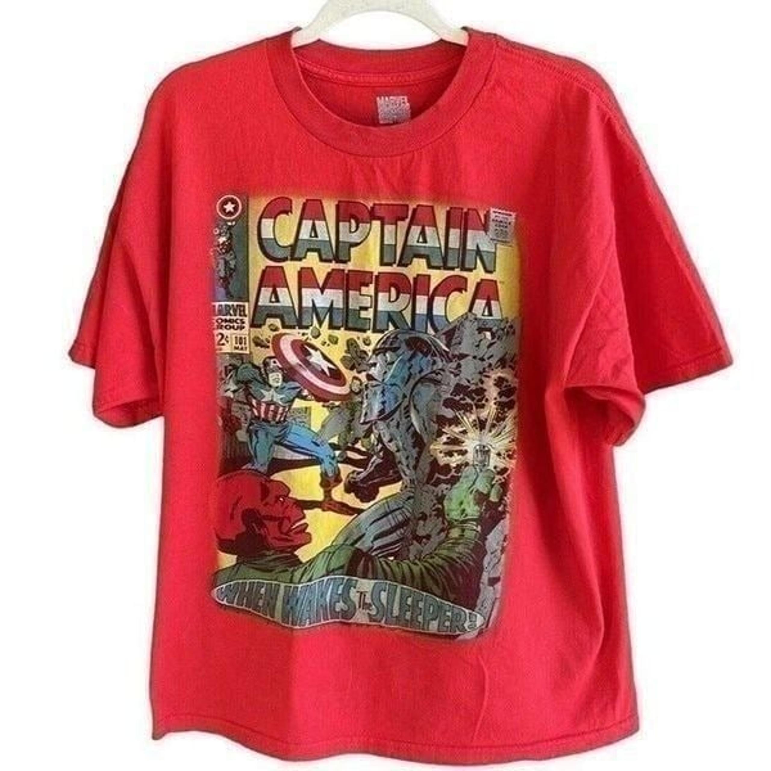Marvel Comics Captain America Red Graphic T-Shirt Size Large