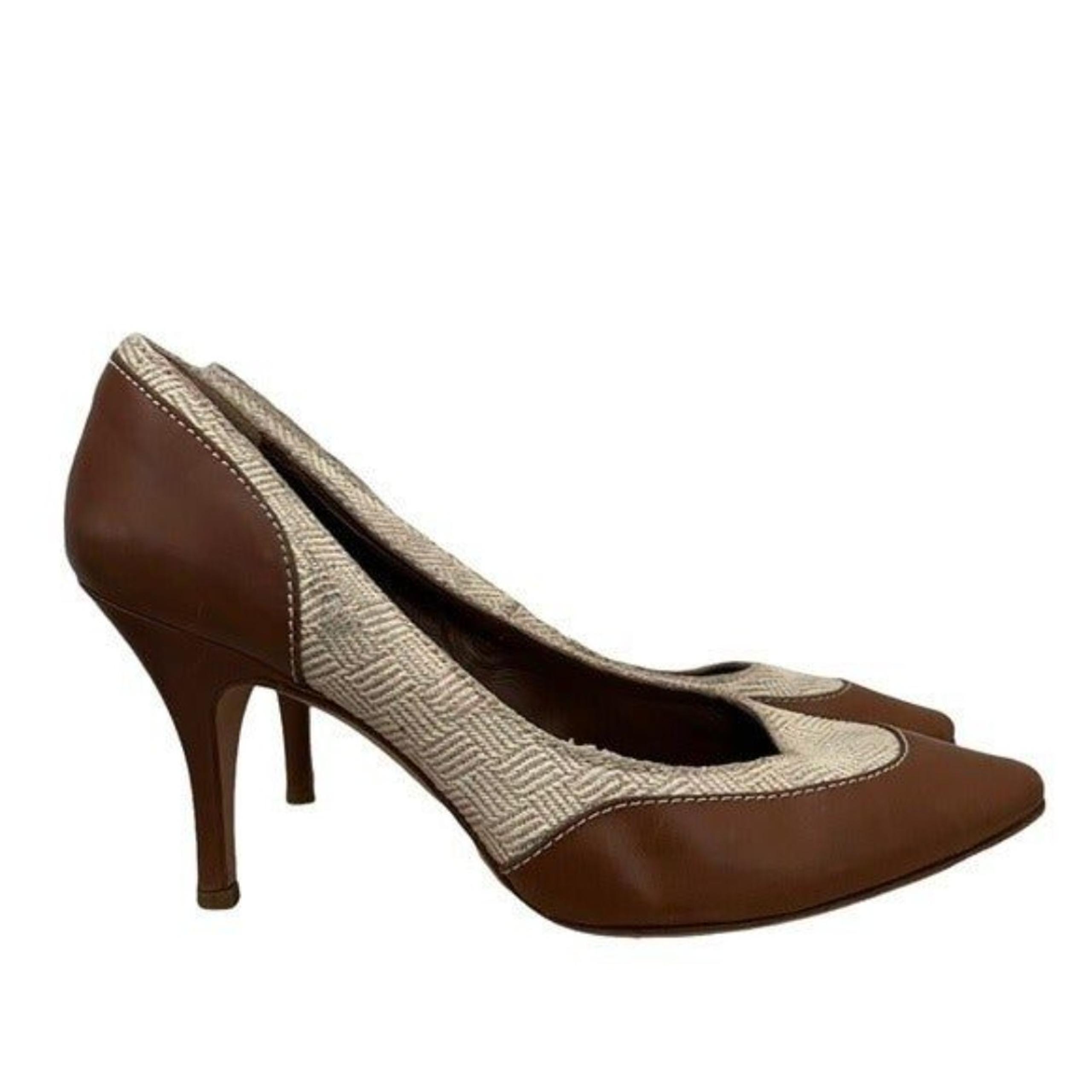 Brooks Brothers Wingtip Brown Leather Round Toe Office Pumps 9