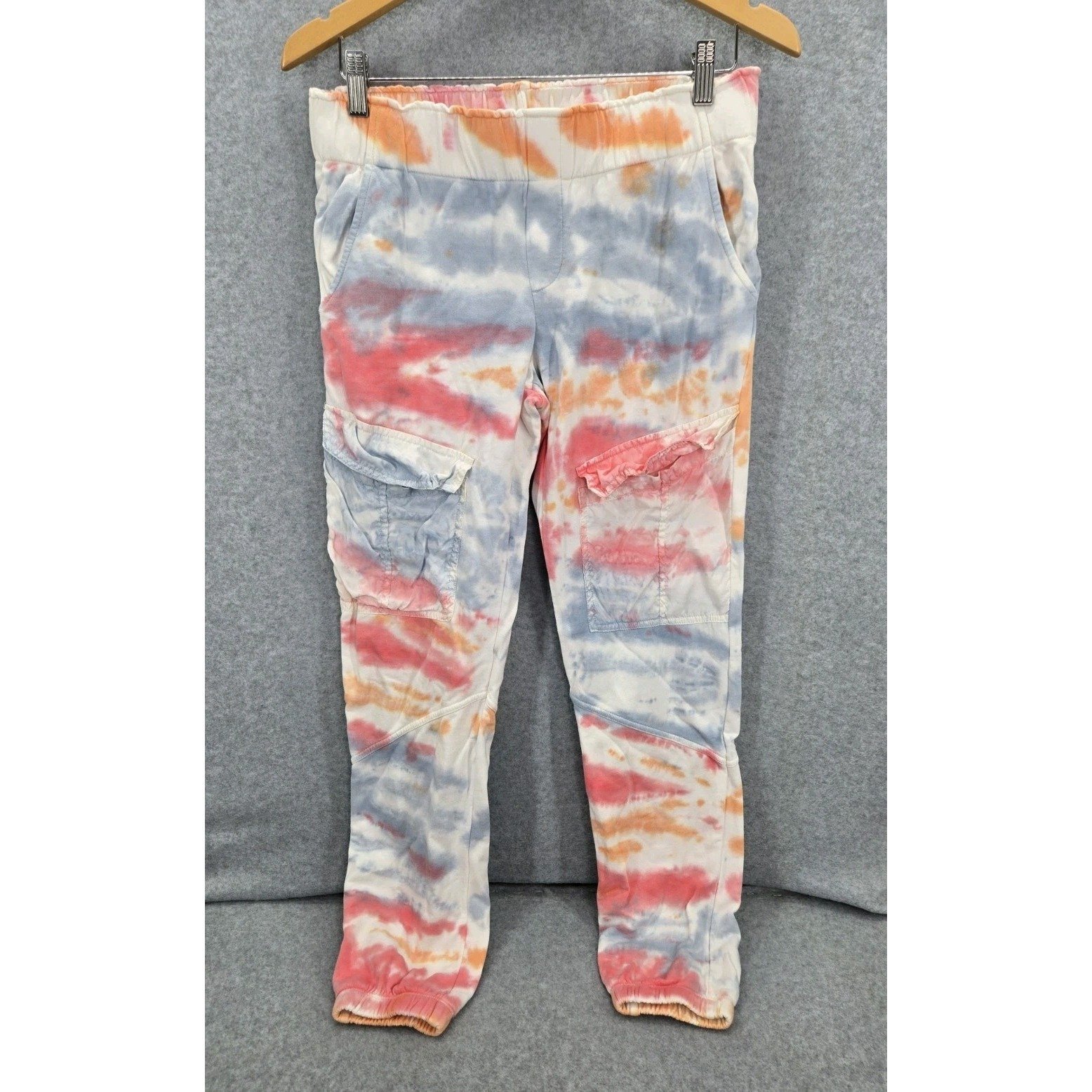 Young Broke and Fabulous Size M Tie Dye Cargo Jogger Sweatpants Front Pockets