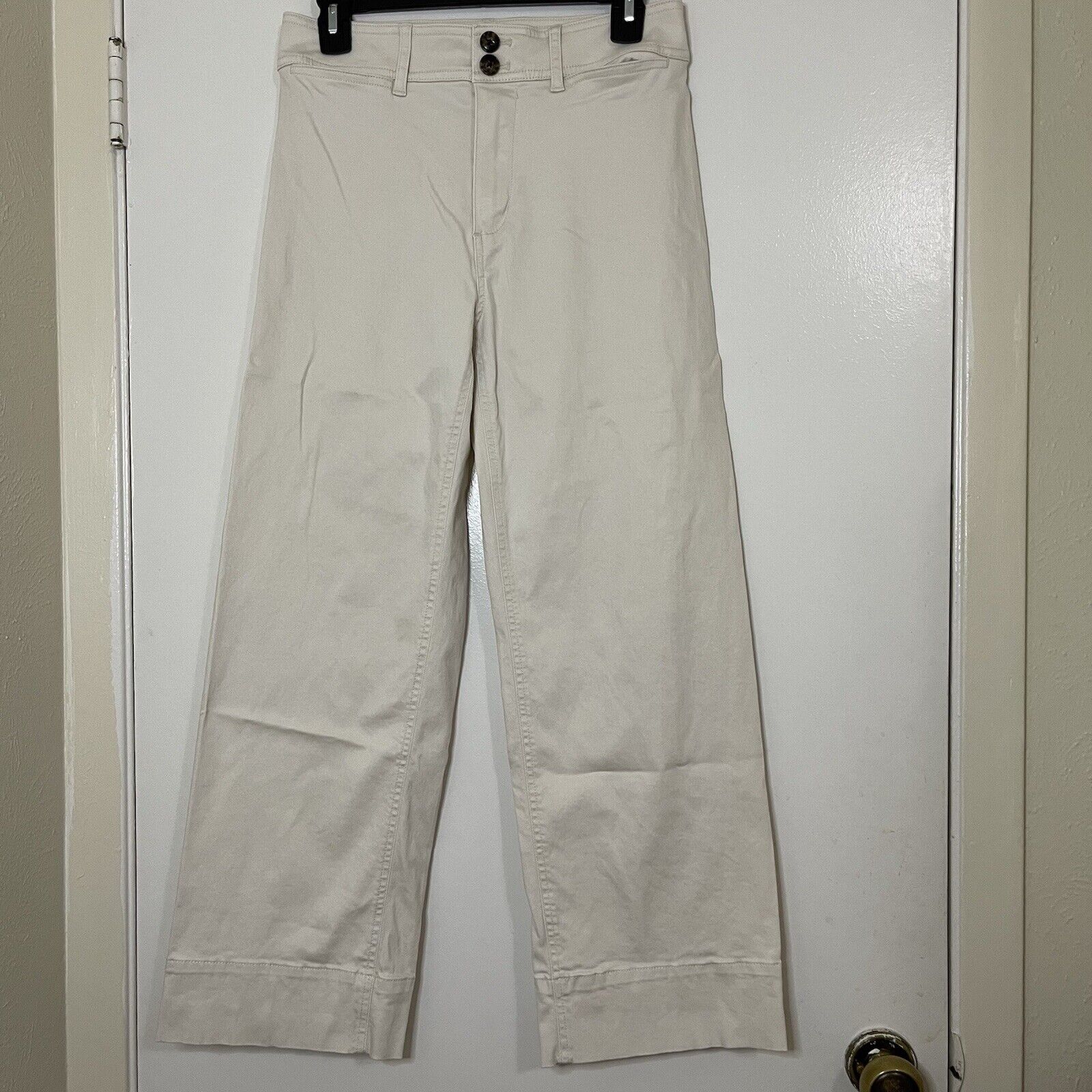 Mango MNG Casual Ivory khaki Wide leg pants size US 6