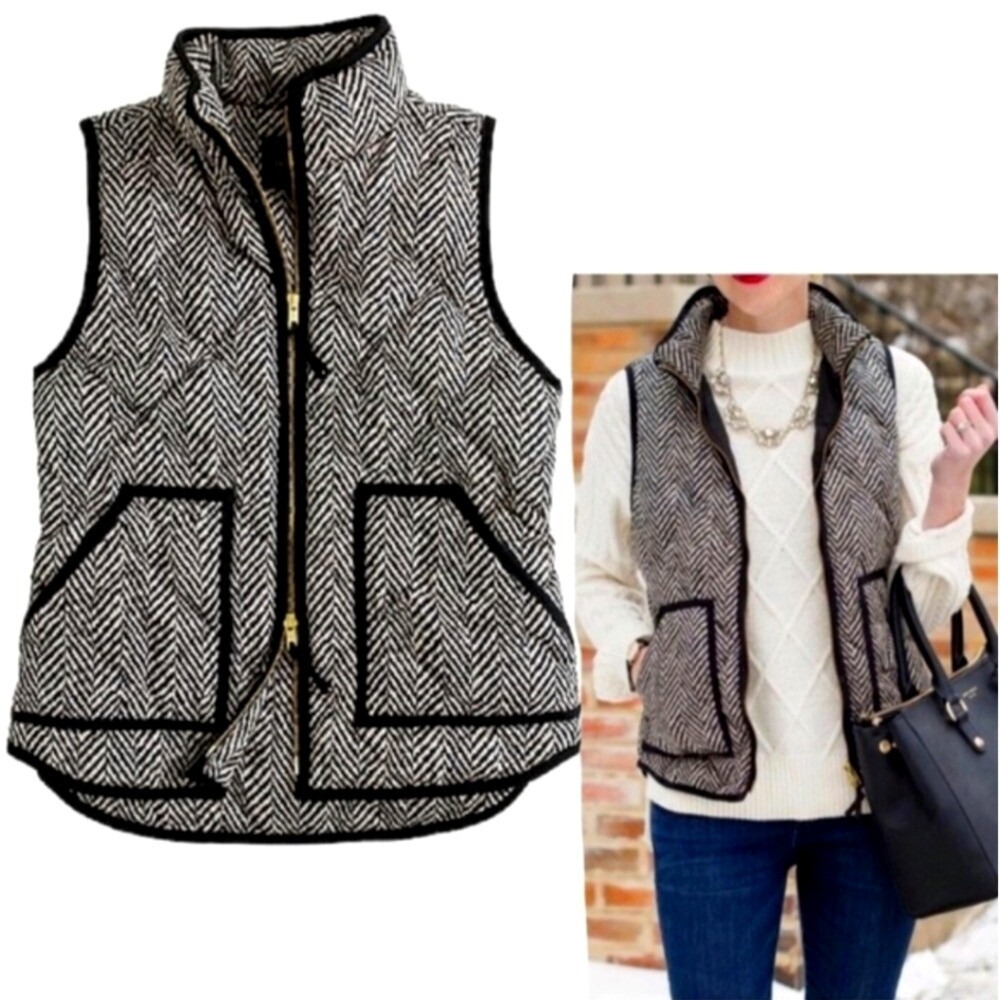 J. Crew Herringbone Quilted Puffer Vest Excursion Size XS