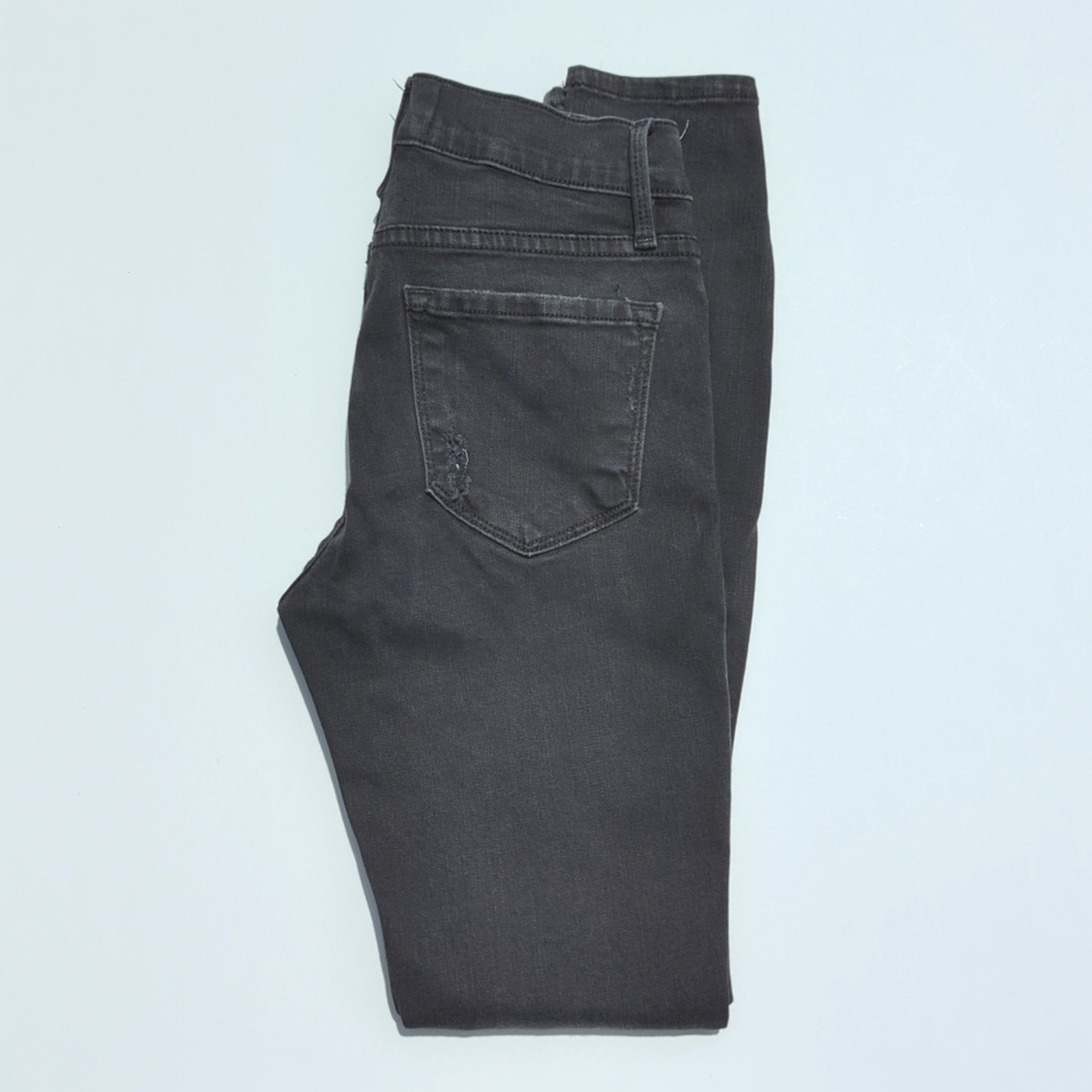 Frame Denim Hathaway Distressed Mid Rise Ankle Cropped Le Skinny Jeans Black 25
