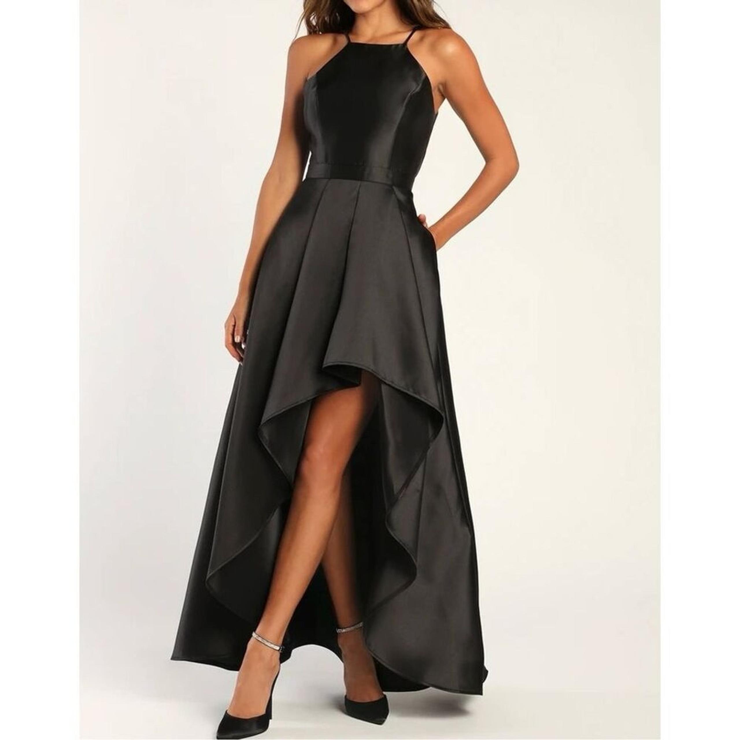 NWT Lulus Women's Broadway Show Black High-Low Gown Size M Formal Dress