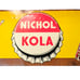 RARE 1930s NICHOL KOLA W/ MAN BOTTLE METAL SIGN SODA CRUSH DADS COKE 12 X 28