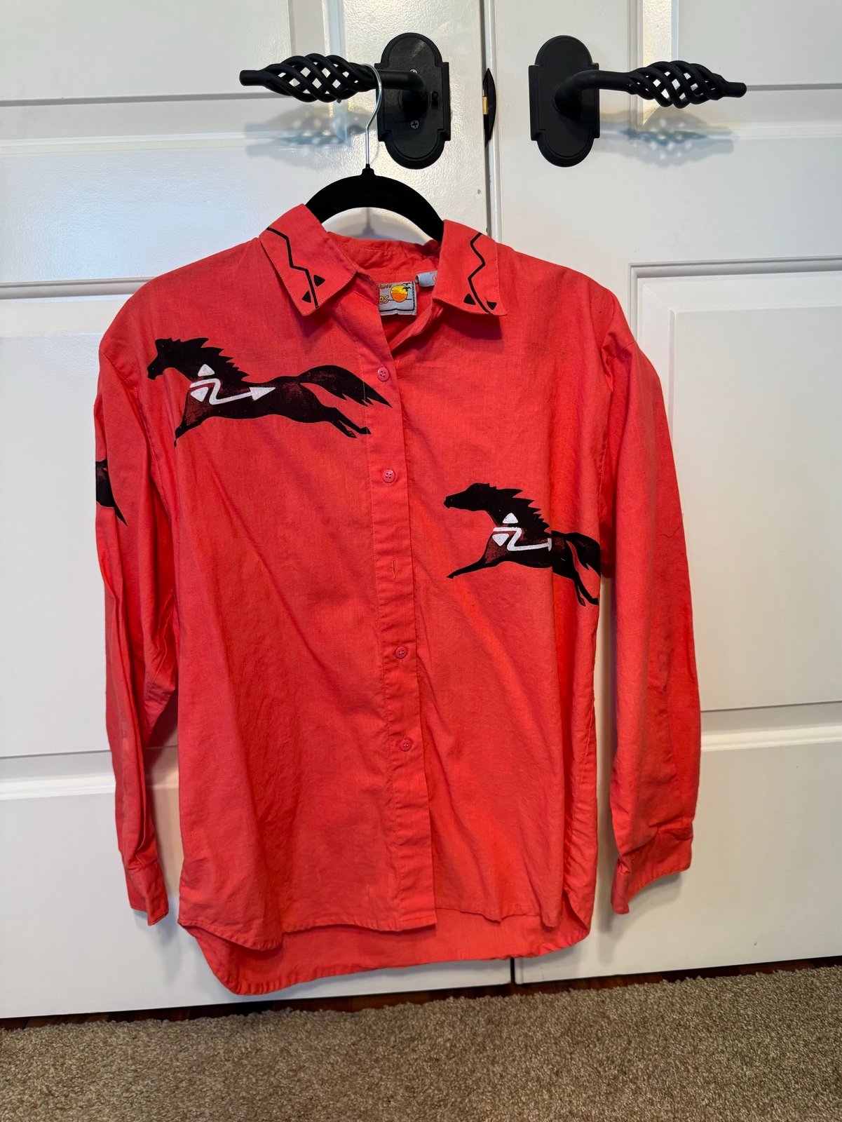 Vintage Gordon & James Rodeo Western Aztec Horse Button-down Shirt Size Large