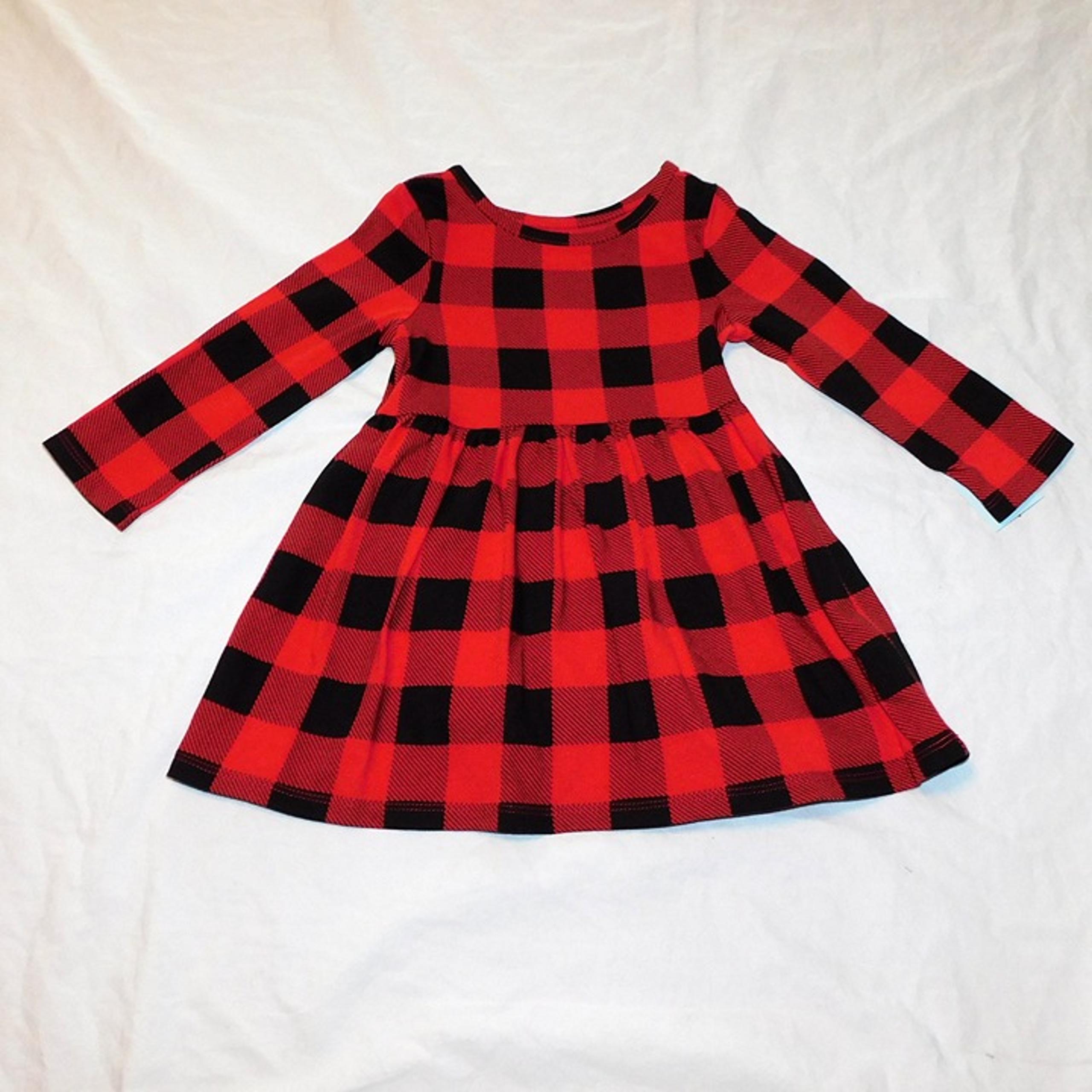 Toddler Girl 5T Winter Buffalo Plaid Dress Red Black Christmas Holiday NEW